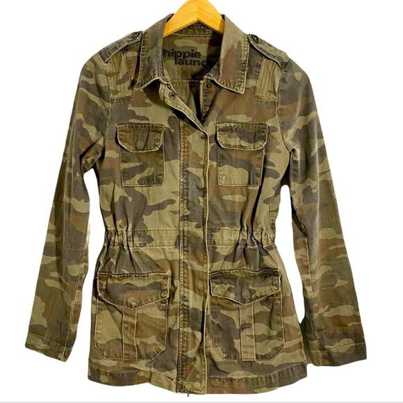 Hippie Laundry Vanilla Star Women’s Khaki Green Camo Anorak Jacket, Size Small - Picture 2 of 13